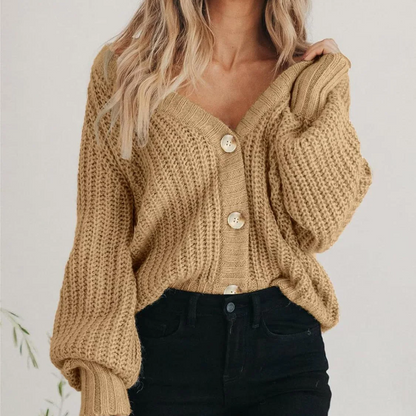 Sienna | Women's Oversized V-Neck Balloon Sleeve Cardigan
