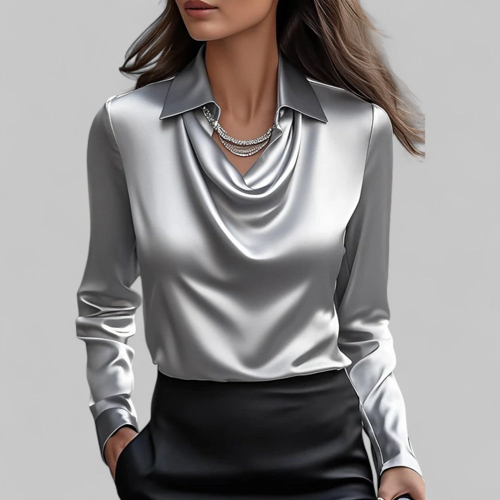Vivienne | Women's Elegant Metallic Long-Sleeve Blouse