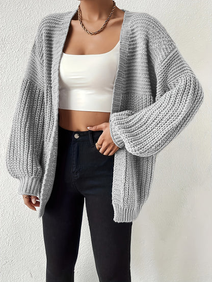 Women's Elegant Oversized Black Cardigan - Soft Open Front Sleeve Machine Washable Cozy Fall Winter Sweater for Casual & Formal Outfits, Cute Sweater, Versatile Layering, Relaxed Fit, Durable Construction, Stylish Coverup, Weekend Outfit