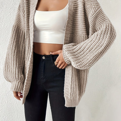 Women's Elegant Oversized Black Cardigan - Soft Open Front Sleeve Machine Washable Cozy Fall Winter Sweater for Casual & Formal Outfits, Cute Sweater, Versatile Layering, Relaxed Fit, Durable Construction, Stylish Coverup, Weekend Outfit
