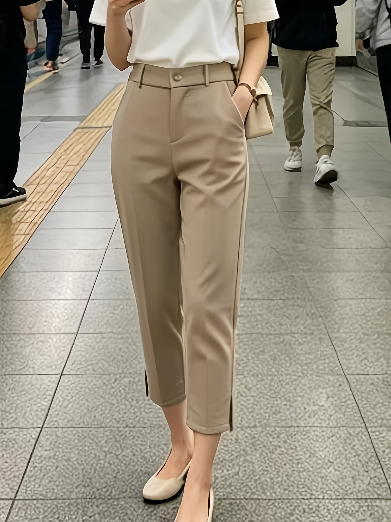 [Summer Style Slit Pants] 2026 Summer Style Slit Suit Pants | Draped Straight-Leg Cropped Trousers, Versatile Commuter and Casual