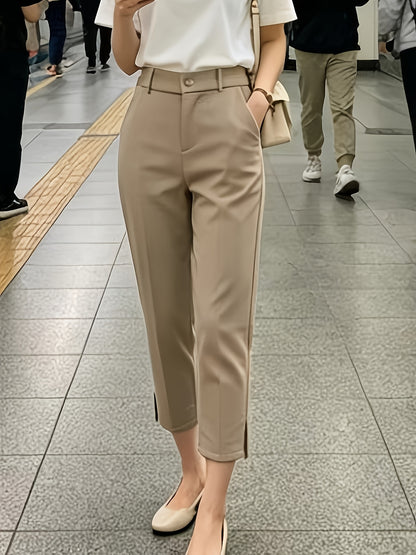[Summer Style Slit Pants] 2026 Summer Style Slit Suit Pants | Draped Straight-Leg Cropped Trousers, Versatile Commuter and Casual