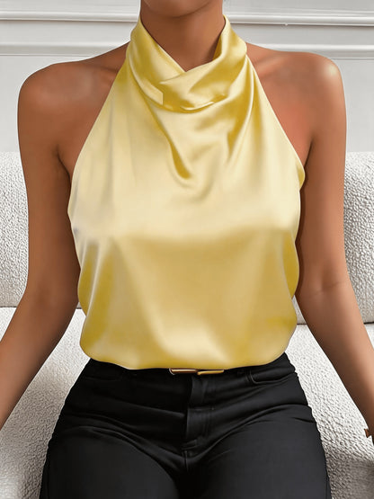 Halter Neck Backless Top, Elegant and Sexy, Vintage Style, Accentuates Your Figure, Suitable for Summer Dates Parties Commuting and Casual Fashion, Versatile and High-end, Short-length