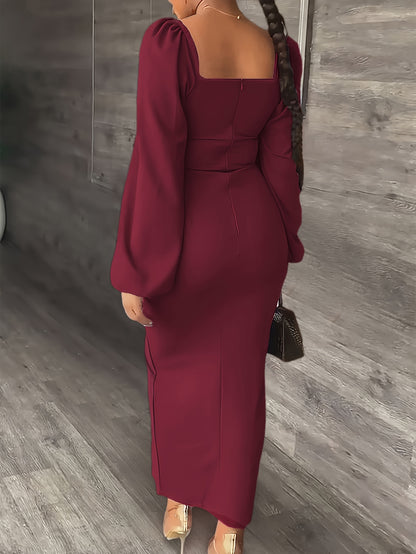 New European and American Style Fashion Slimming Split Long Sleeve Dress Trend