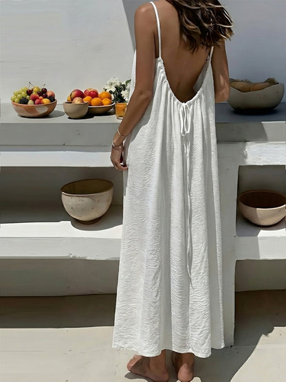 New camisole backless loose vacation style long home skirt dress for women