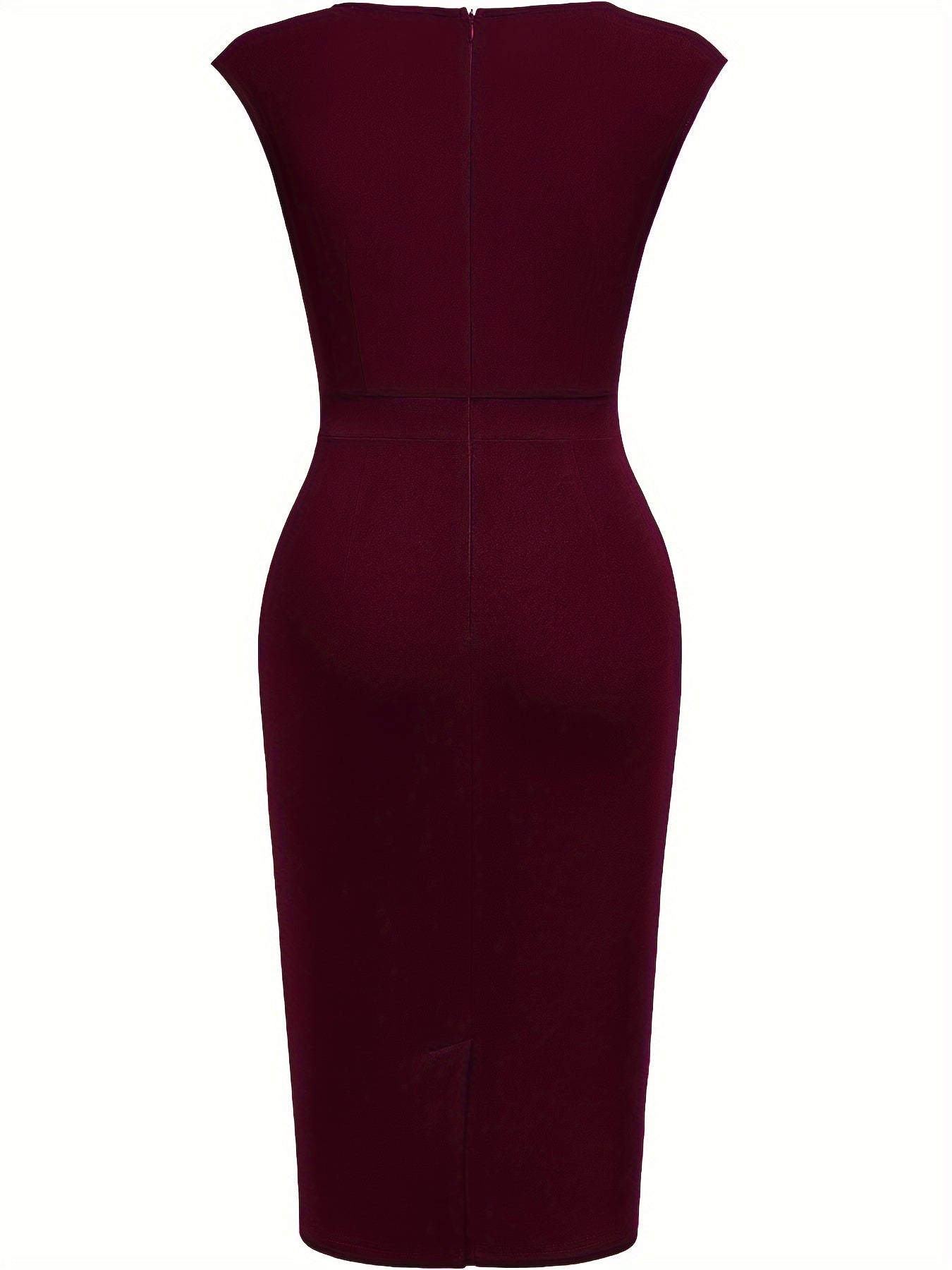 Women'S Square Neck Slim Dress, Easy Solid Color Elegant Sleeveless, Highlights The Waistline, Mid-Length Pencil Skirt