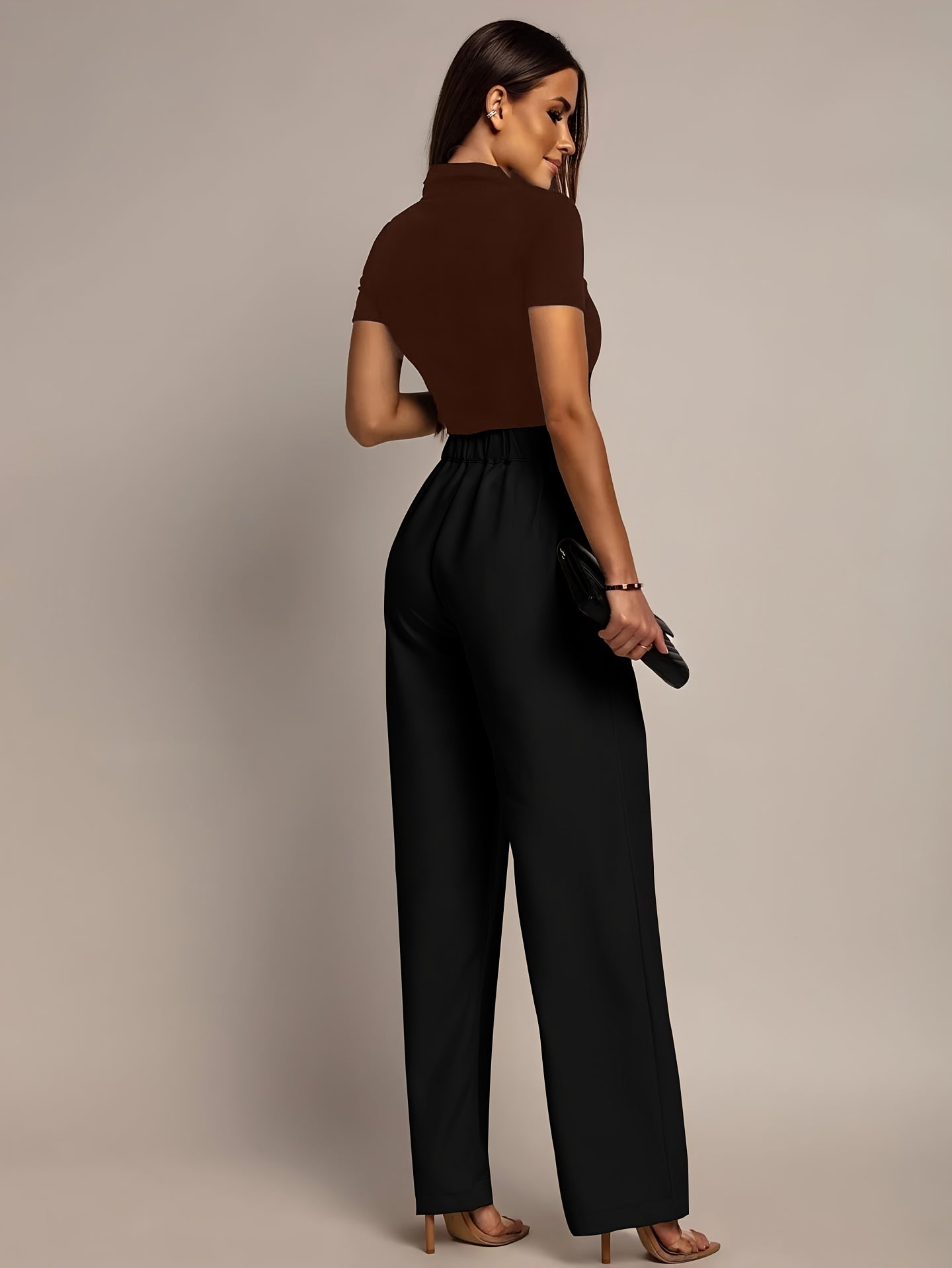 Women'S Solid Color Straight-Leg Pants, Casual Everyday Trousers