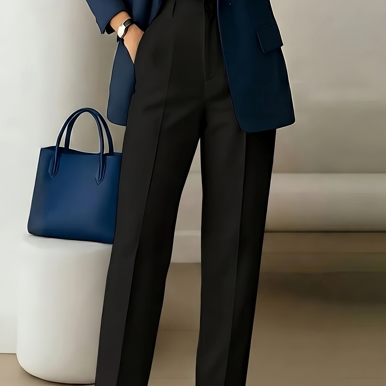 ZD260609038 2026 New Women's Elegant Casual Slim-Fit Trousers, Women's Solid Color Long Pants, Four Seasons Style for Daily Wear, Work, and Casual Outings