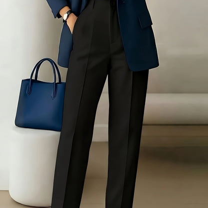 ZD260609038 2026 New Women's Elegant Casual Slim-Fit Trousers, Women's Solid Color Long Pants, Four Seasons Style for Daily Wear, Work, and Casual Outings
