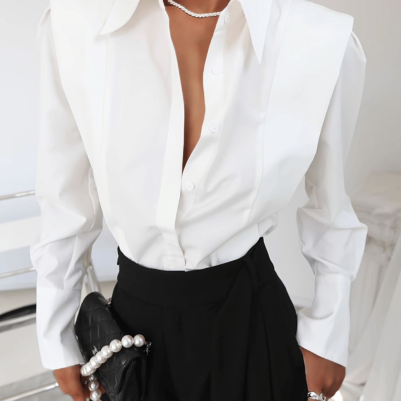 Women'S Solid Casual Button-Up Long Sleeve Shirt