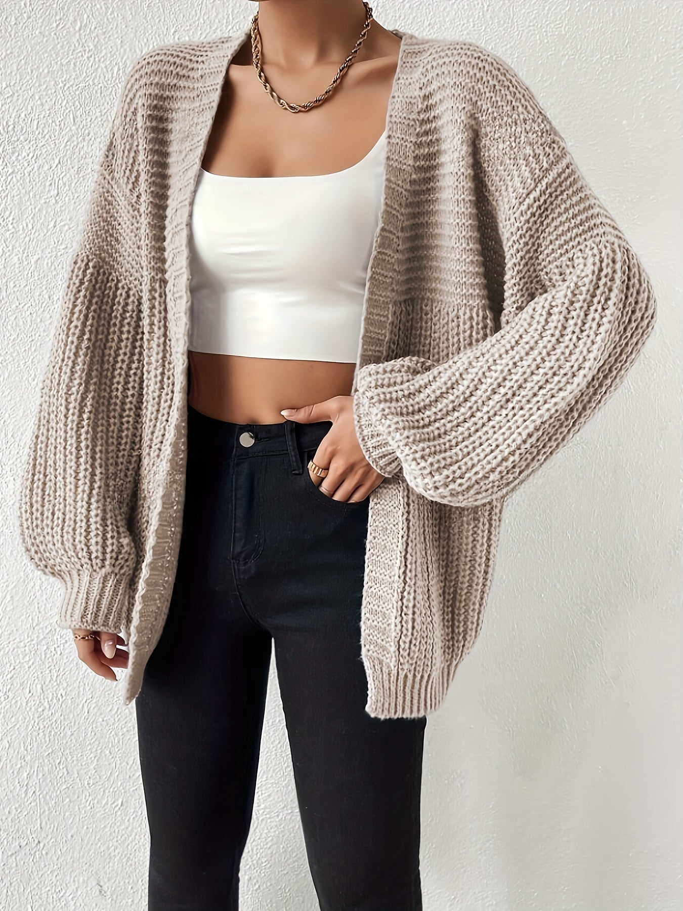 Women's Elegant Oversized Black Cardigan - Soft Open Front Sleeve Machine Washable Cozy Fall Winter Sweater for Casual & Formal Outfits, Cute Sweater, Versatile Layering, Relaxed Fit, Durable Construction, Stylish Coverup, Weekend Outfit