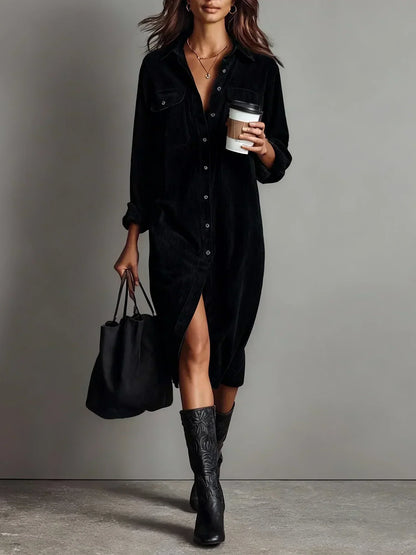 Women's Dress | Sleeve Midi Button Down Collar