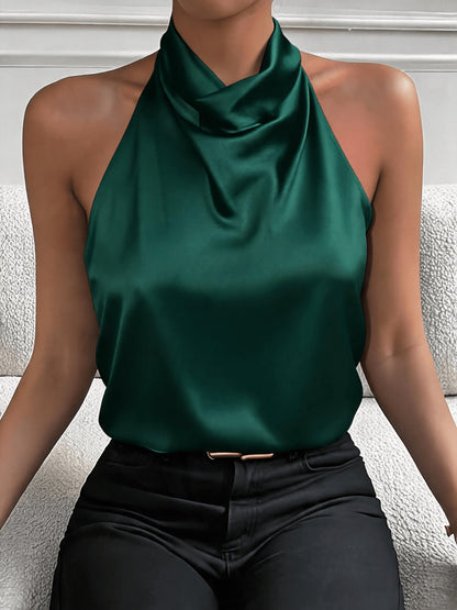 Halter Neck Backless Top, Elegant and Sexy, Vintage Style, Accentuates Your Figure, Suitable for Summer Dates Parties Commuting and Casual Fashion, Versatile and High-end, Short-length
