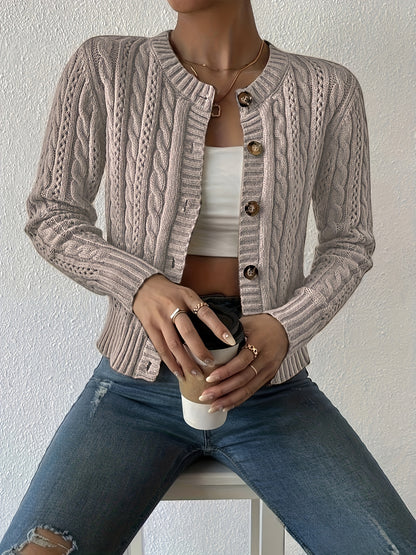 Mesh detail cable cardigan sweater