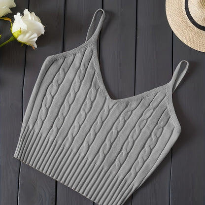 Women'S Stretchy Tank Top - V-Neck Sleeveless Casual Vest with Ribbed Texture, Beige, Versatile for Layering or Standalone Outfits, Allseason Apparel | Vneck Design | Construction, Ladies Tank Tops