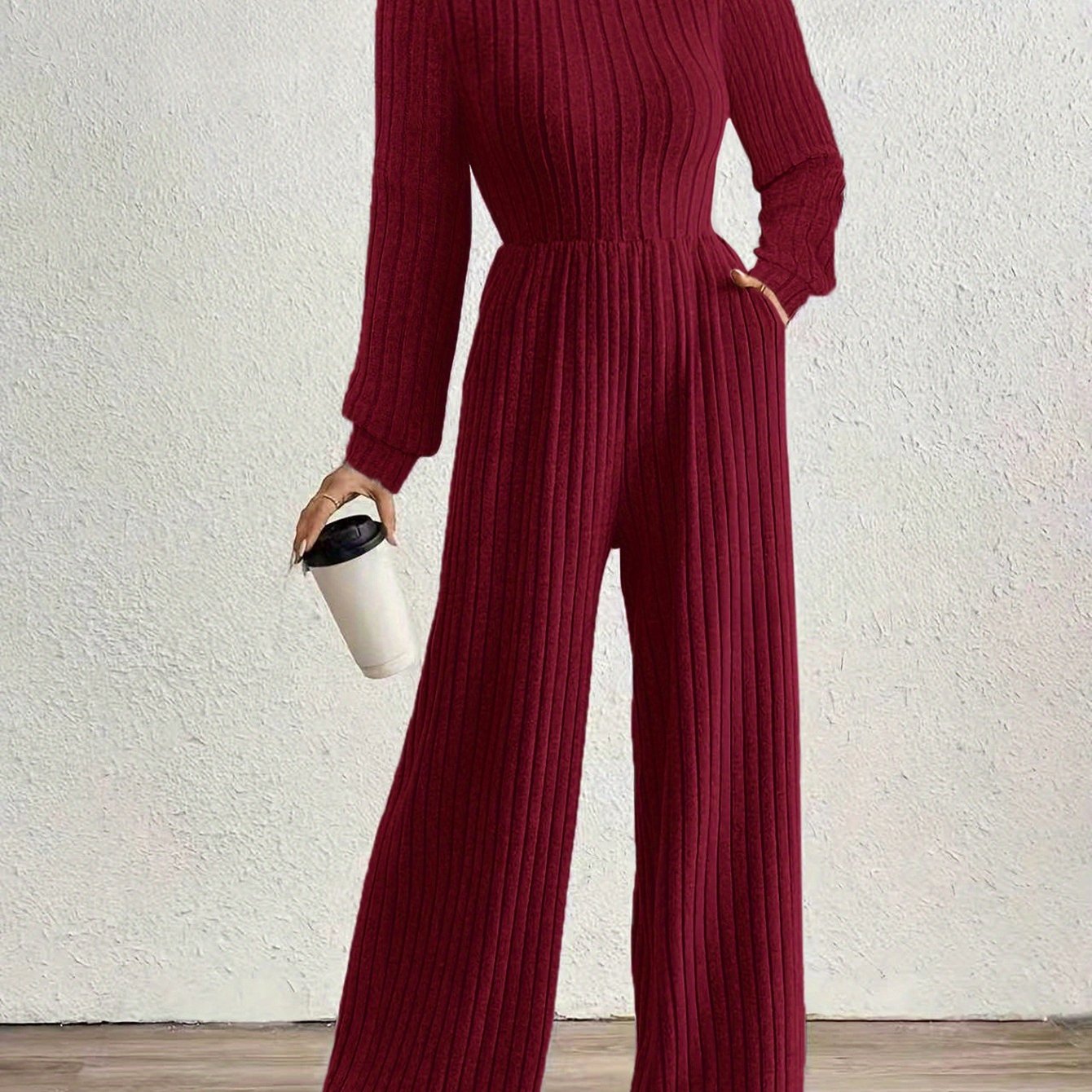 ZD0831142 Directional Fashion Turtleneck Long Sleeve Versatile Women'S Jumpsuit