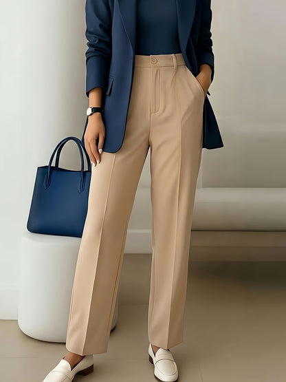 ZD260609038 2026 New Women's Elegant Casual Slim-Fit Trousers, Women's Solid Color Long Pants, Four Seasons Style for Daily Wear, Work, and Casual Outings