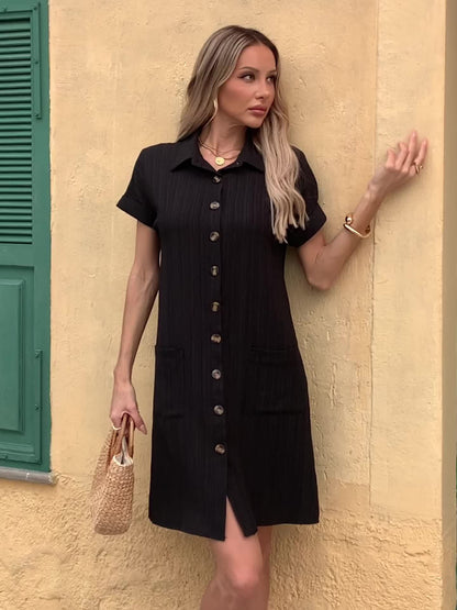 Solid Color Shirt Dress