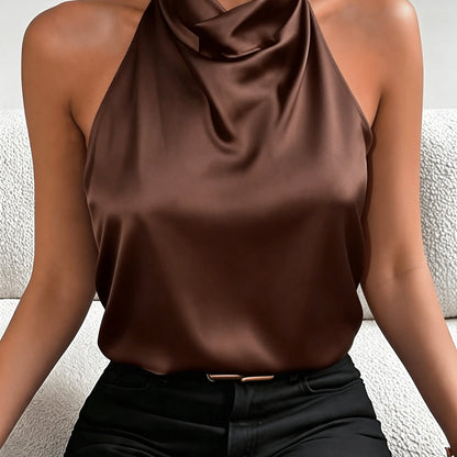 Halter Neck Backless Top, Elegant and Sexy, Vintage Style, Accentuates Your Figure, Suitable for Summer Dates Parties Commuting and Casual Fashion, Versatile and High-end, Short-length