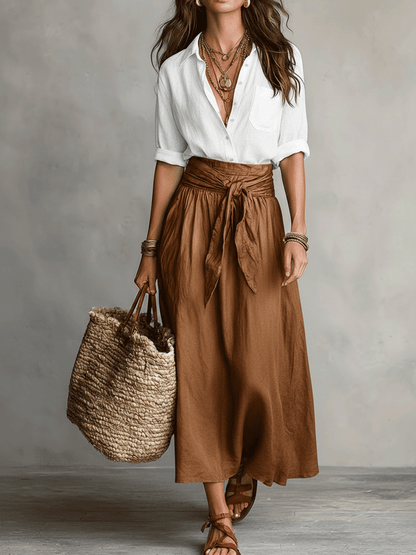 Calista | Women's Boho High Waist Flowy Midi Skirt Set