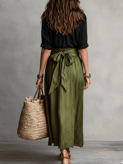 Calista | Women's Boho High Waist Flowy Midi Skirt Set