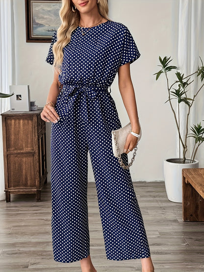 Elegant Women'S Polka Dot Jumpsuit | Off the Shoulder Style, All-Season Suitable for Adults