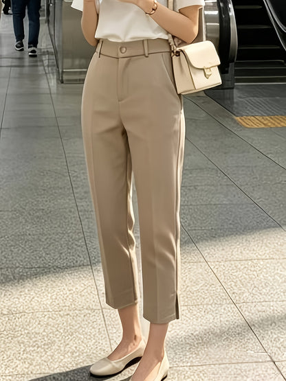 [Summer Style Slit Pants] 2026 Summer Style Slit Suit Pants | Draped Straight-Leg Cropped Trousers, Versatile Commuter and Casual