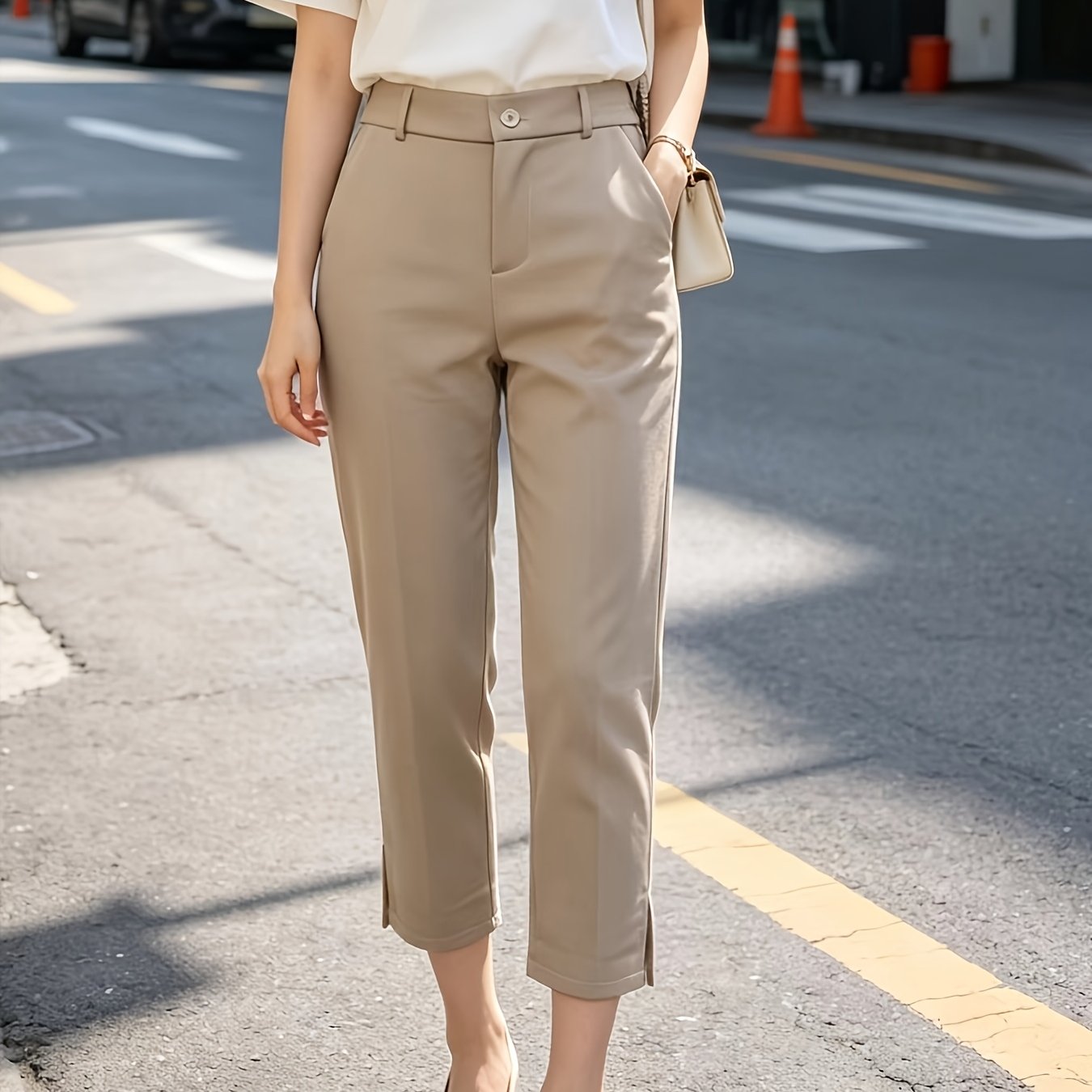[Summer Style Slit Pants] 2026 Summer Style Slit Suit Pants | Draped Straight-Leg Cropped Trousers, Versatile Commuter and Casual