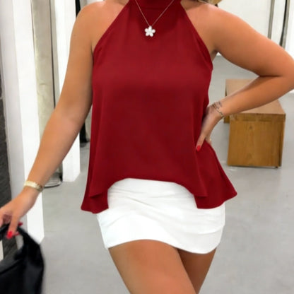 A Women'S Halter Top Showcases The Trendy Summer Fashion