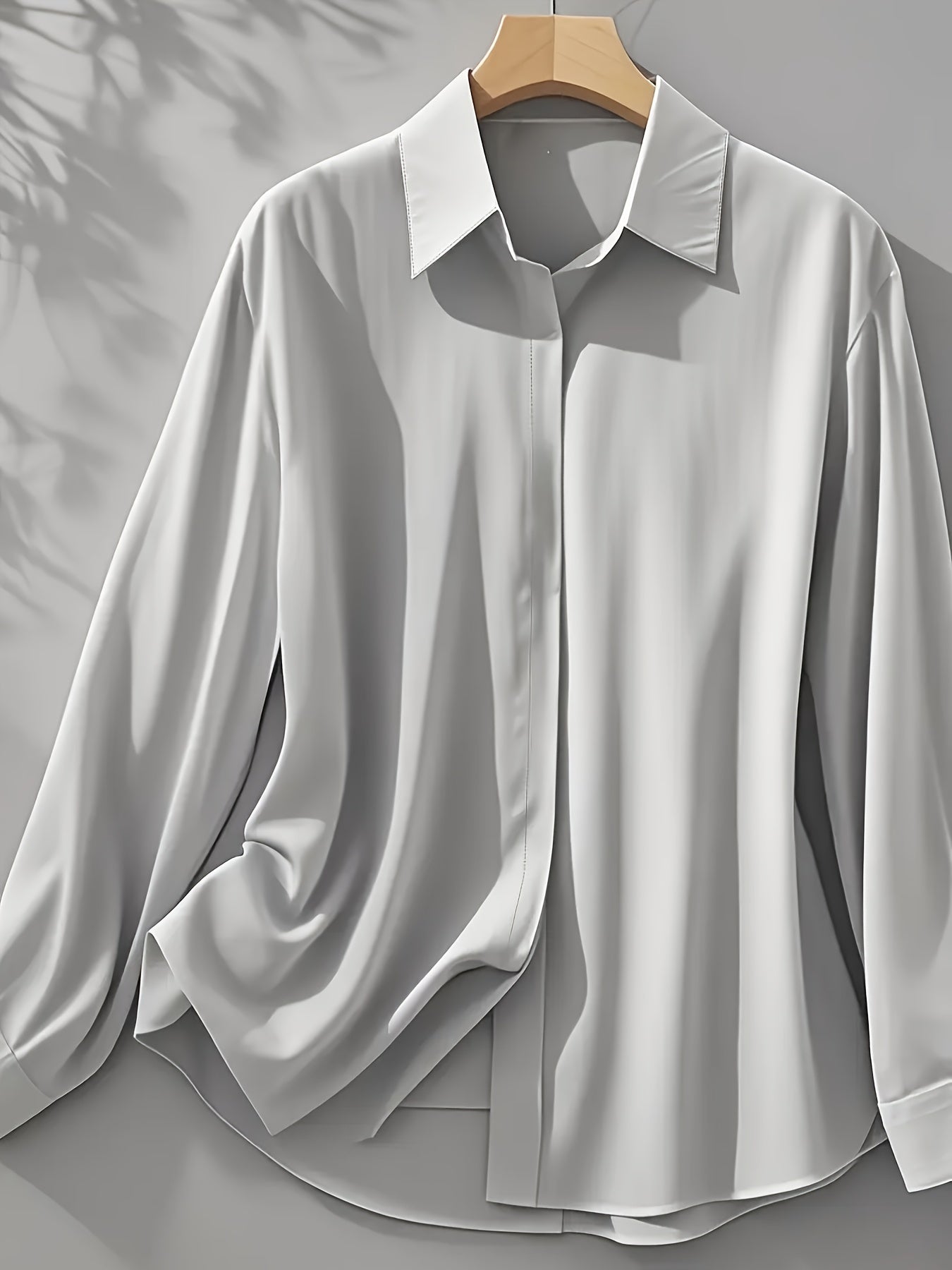 Solid Color French Shirt Women'S New Long Sleeve Hidden Placket Commuter Temperament Professional Dress Shirt
