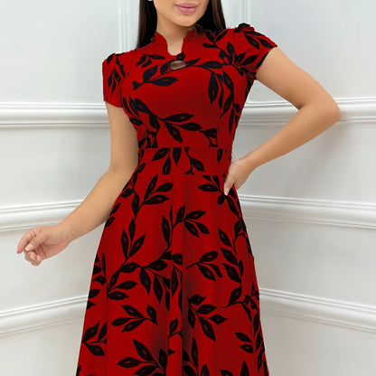 Women's Dress with Rolled-up Sleeves, Loose Doll-style - Elegant Gospel Fashion Print Chain Sleeveless Dress, Suitable for Daily Wear, Evening, Casual Travel, and Nighttime Outfits