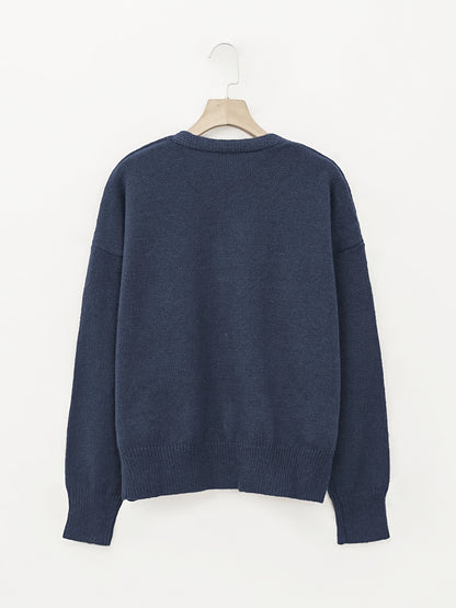 2026 Women'S Fashion V-Neck Button-Up Sweater, Casual Long Sleeve, Easy Style, Suitable for Outerwear, Relaxed And Casual, Autumn/Winter