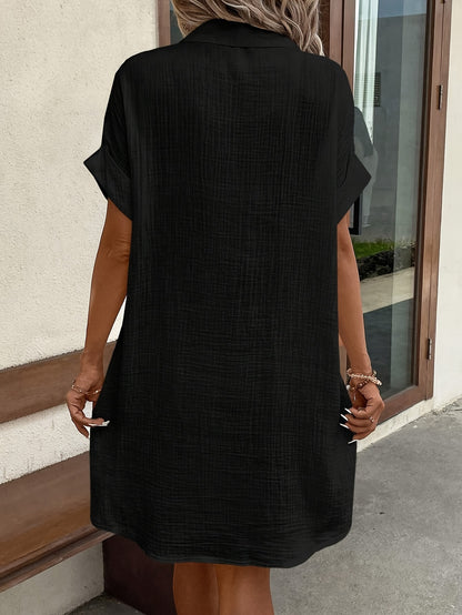 Solid Color Shirt Dress