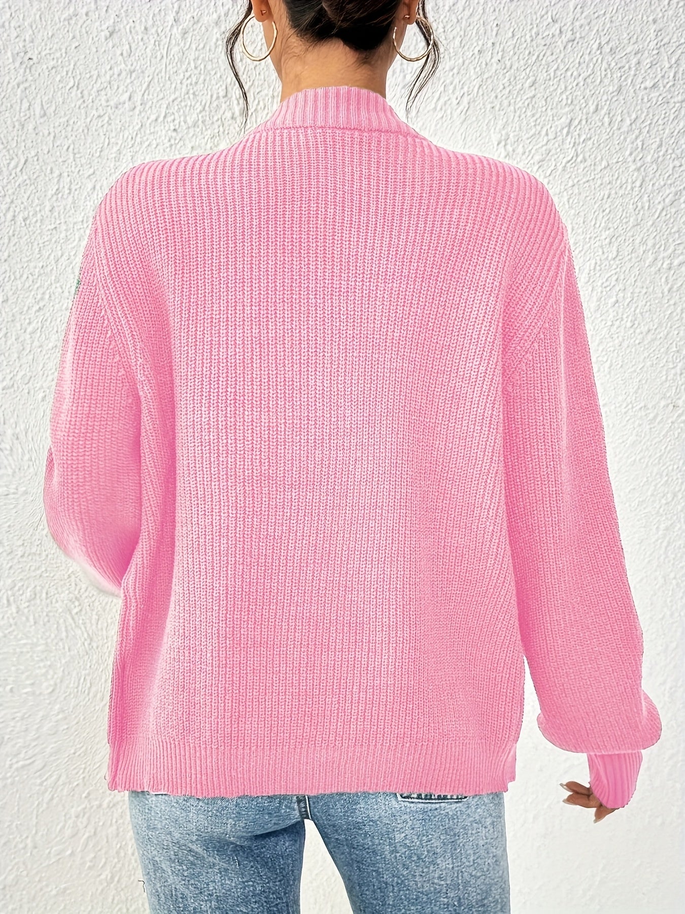 Self-designed Elegant Women's Solid Color Front-button Cardigan Sweater Coat for Spring and Autumn