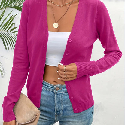 Elegant Women'S Solid Color Jacket, a Minimalist High-End Cardigan, Versatile Outerwear for Spring And Autumn