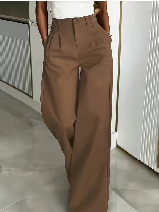 Women's High-Waisted Wide-Leg Pants with Pockets