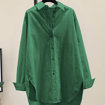 Women's Classic Long Sleeve Button- Shirt