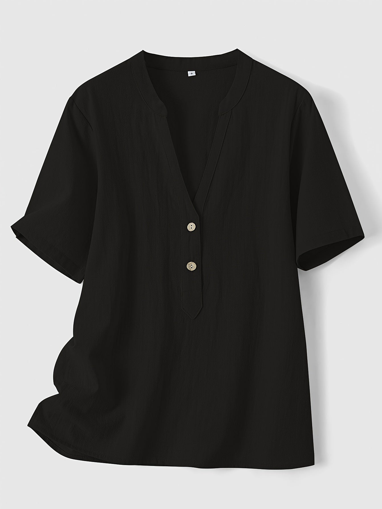Women's Elegant V-Neck Blouse - Loose Fit Button-Front Top, Non-Stretch Casual & Formal Shirt for Everyday Special Occasions - Women's Clothing, Versatile Top, Lightweight Fabric, Stylish Top, Fashion Women