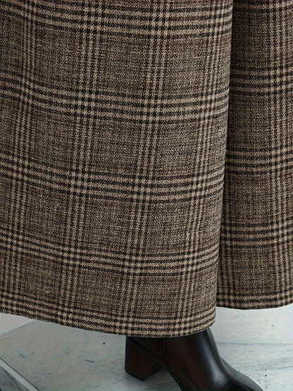 Retro Casual Wide-Leg Pants with Checkered Pattern