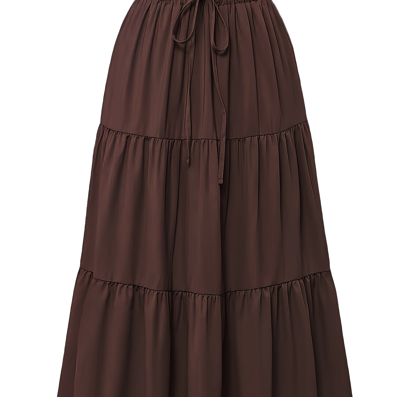 Women's Olive Green Pleated Midi Skirt - Lightweight Adjustable Drawstring Waist, Hand Washable Spring/Summer Elegant Solid Color Skirt for Casual & Formal Outfits, Casual Attire, Nontransparent Fabric, Spring Fashion, Classic Style, Breathable Material,