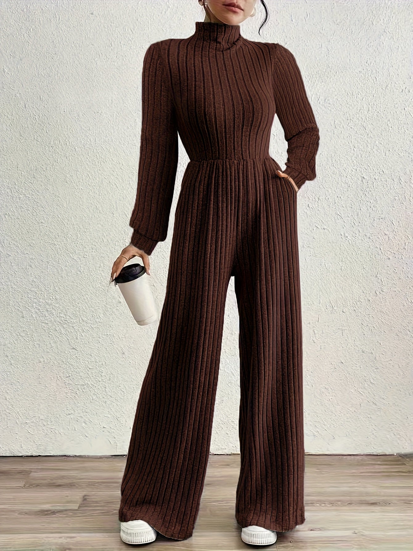 ZD0831142 Directional Fashion Turtleneck Long Sleeve Versatile Women'S Jumpsuit