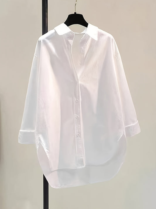 Women's Classic Long Sleeve Button- Shirt