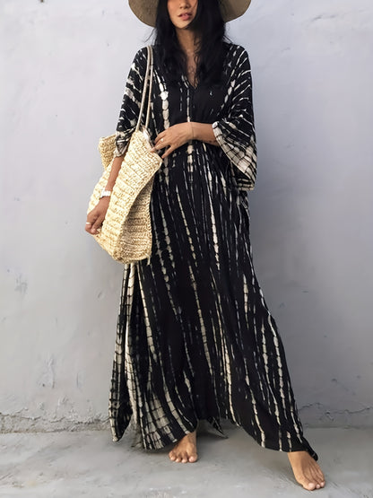 Plus Size Women's Beach Cover-Up Dress Kaftan, Large Summer Casual Beachwear