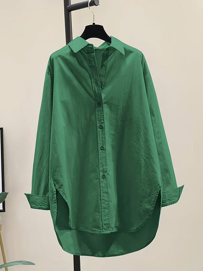 Women's Classic Long Sleeve Button- Shirt