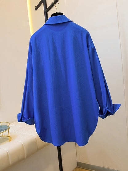 Women's Classic Long Sleeve Button- Shirt