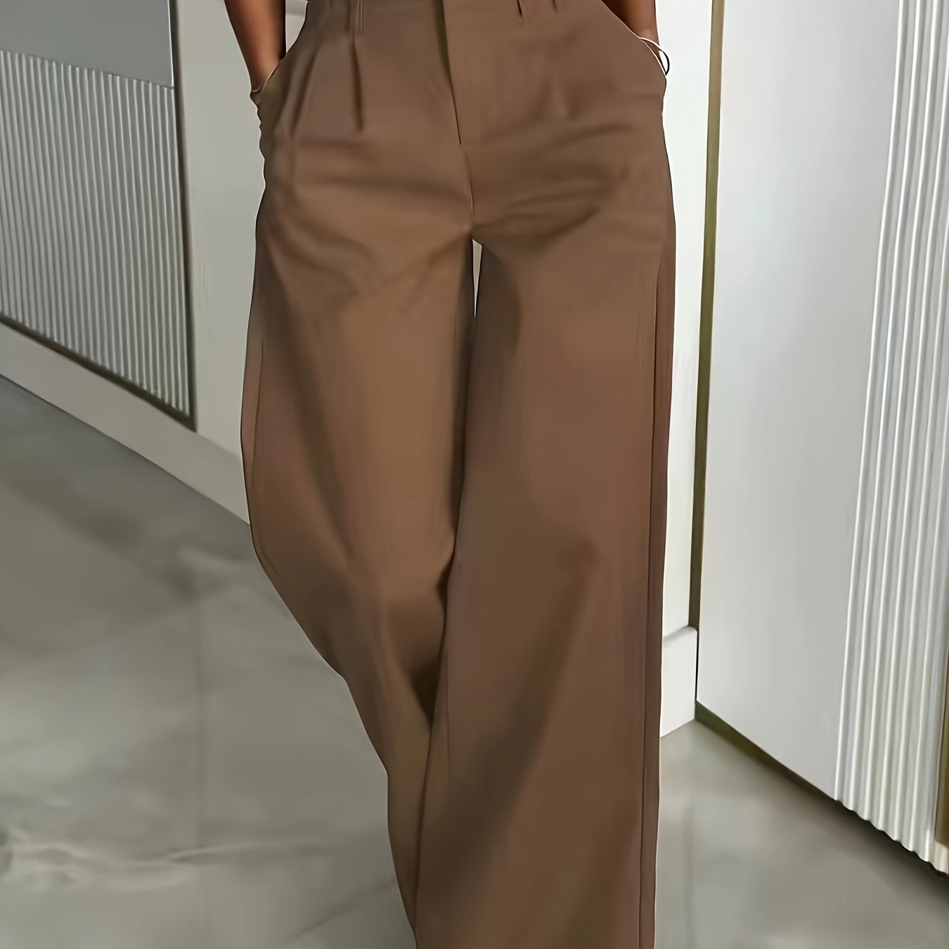 Women's High-Waisted Wide-Leg Pants with Pockets