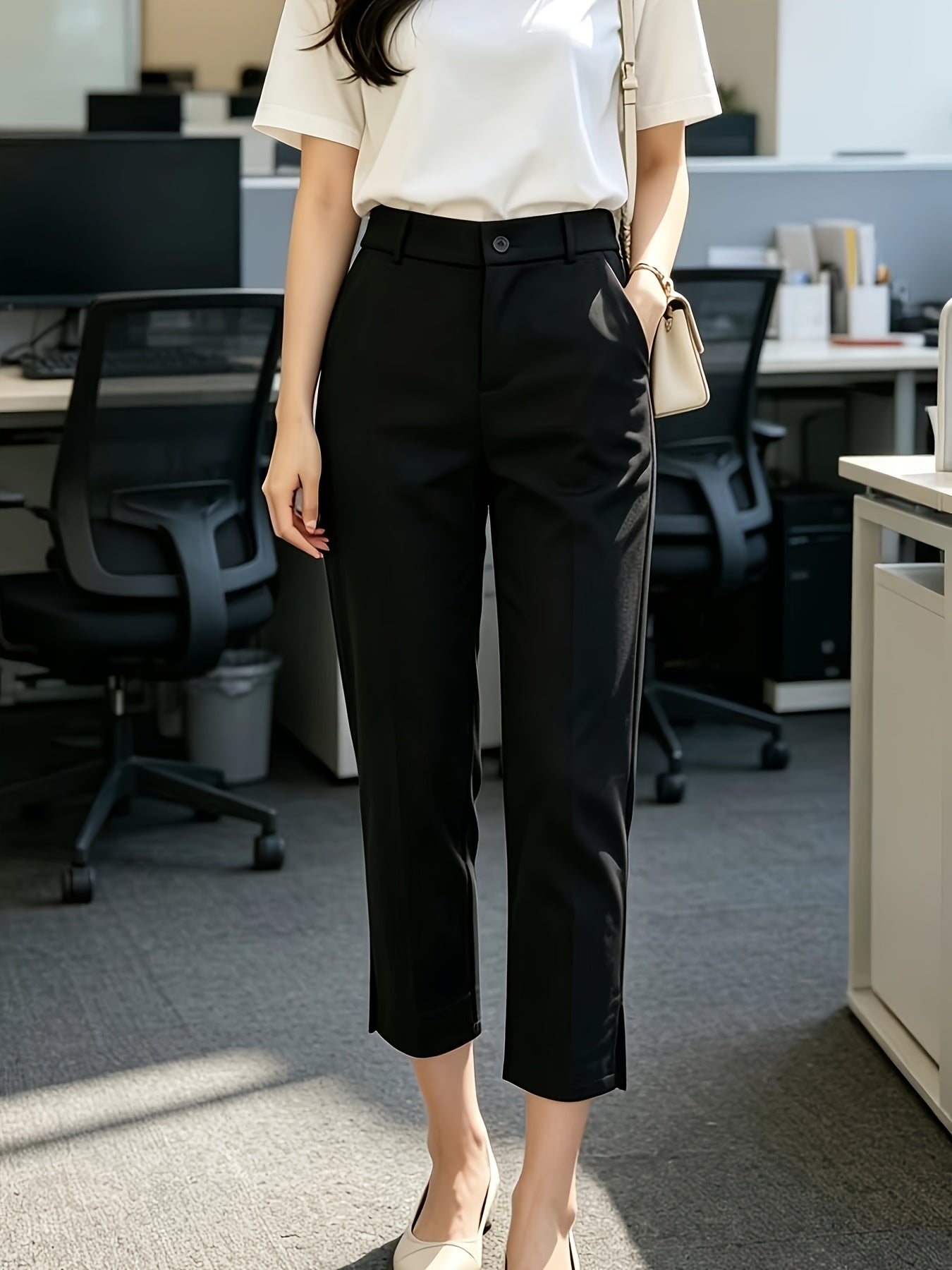 [Summer Style Slit Pants] 2026 Summer Style Slit Suit Pants | Draped Straight-Leg Cropped Trousers, Versatile Commuter and Casual