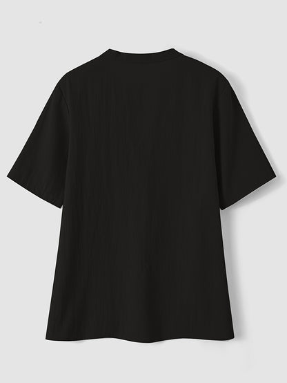 Women's Elegant V-Neck Blouse - Loose Fit Button-Front Top, Non-Stretch Casual & Formal Shirt for Everyday Special Occasions - Women's Clothing, Versatile Top, Lightweight Fabric, Stylish Top, Fashion Women