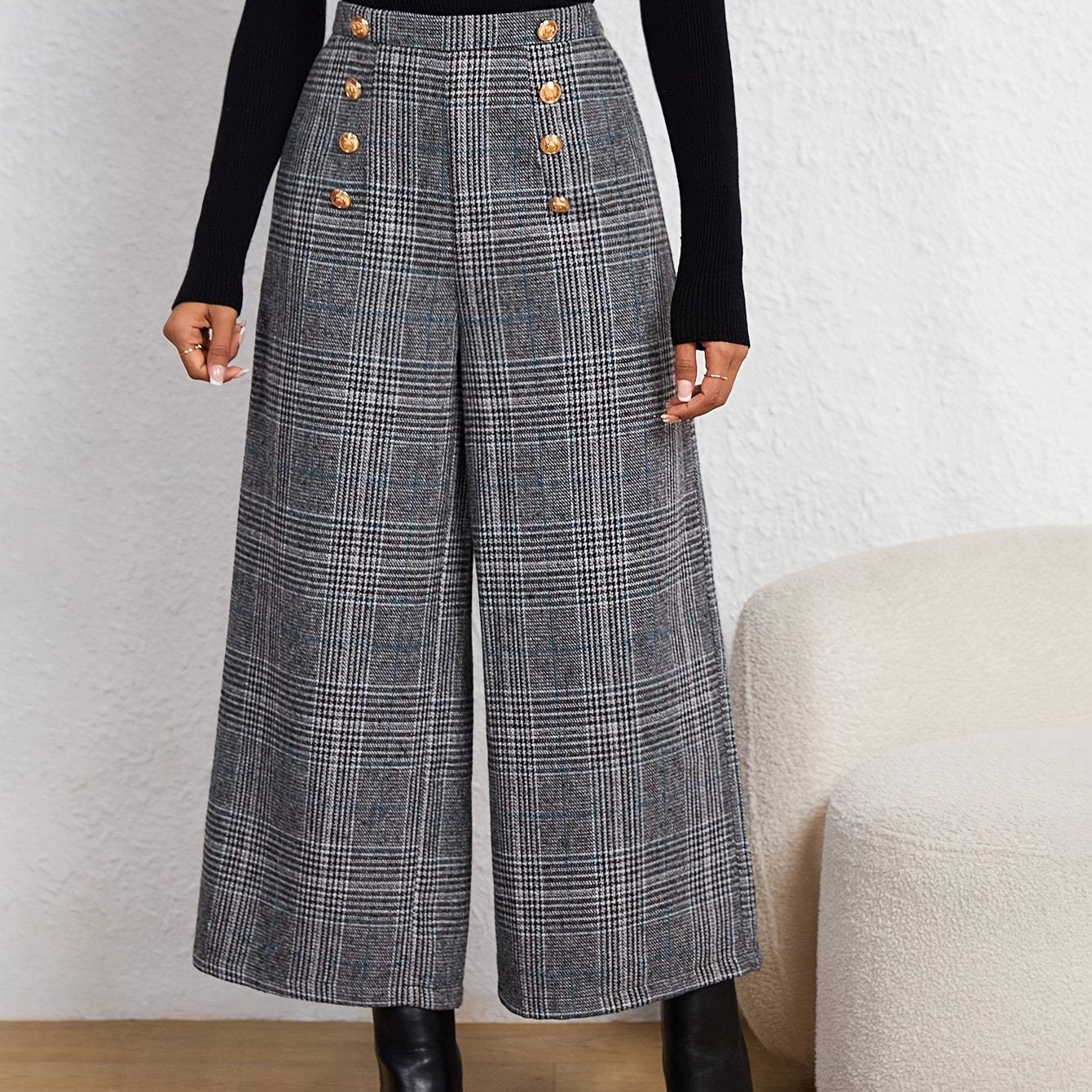 Elegant Casual Checkered Women'S Capri Pants