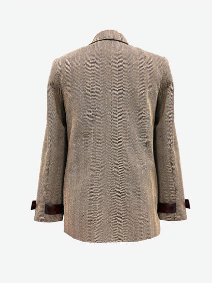 Retro Elegant Lapel Herringbone Commuting Fashion Patchwork Brown Women'S Blazer Jacket